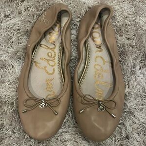 Sam Edelman Women's Leather Ballet Flats Beige Size 7w